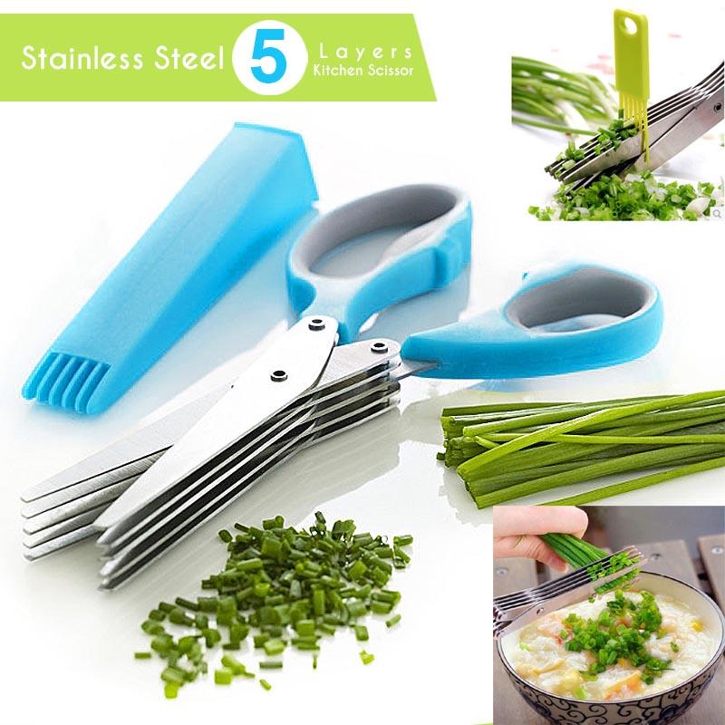 5 Layered Stainless Steel Vegetable Scissor Cutter